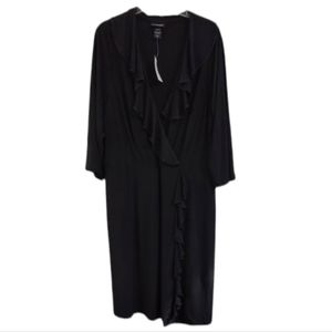 Lane Bryant Ruffle Trim V-Neck Black Wrap Dress Size 22/24‎